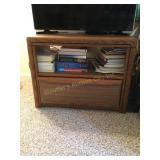 TV stand w/ drawer, w/contents 28" x 22? x 19?