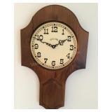 Bulova wood wall clock, battery operated 20" x