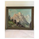 1 painting wood framed 23 1/2" x 19 1/4?