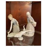 Ceramic figures signed, 9" tallest