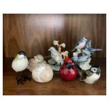 7 bird figurines 6" tallest