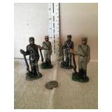 4 Civil War cast metal toy soldiers, 3.25"H