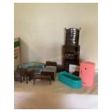 25+ pcs doll house furniture plastic & wood,