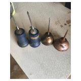 2 Eagle no.58 pump oiler plastic cans & 2 metal
