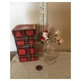 3 pc. Mr & Mrs Claus brandy glass/ceramic set,