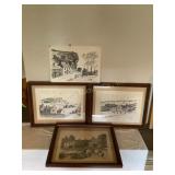 4 sketches by Max J. Baker 15.5" x 12.5" frames