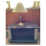 Glass door TV stand 36" x 18" x20" & lamp 26"