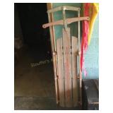 Vtg. Flexible Flyer wood & metal sled 54"l