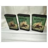 3 Kentucky Club tobacco tins, 4.5"H