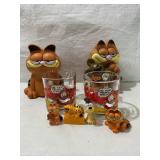 Garfield items, banks-6.5" tall, glass mugs,