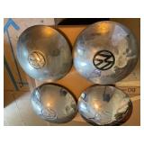 4 Vtg chrome Volkswagen hubcaps 10" dia.shows