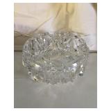 Vintage crystal clear cut glass ashtray, 5x2"