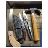 Misc. tools - Hammer,craftsman snips,knife 5"