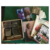 Guitar magazines,rock band cassette tapes,Sony