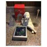 Porcelain angel,lead crystal bells,Mikasa angel