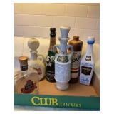 Empty bottles, 13" tallest,