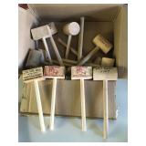 12+ crab mallets, some advertising