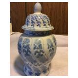 Porcelain Blue floral ginger jar 11"