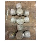 3 multi pipe threaded metal pie fittings,