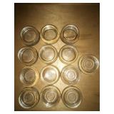 13 Clear glass furniture casters- Hazel atlas,etc.