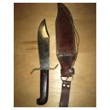 Western Bowie knife 9" blade w/leather sheath