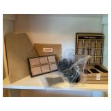 Misc pierced earring displays, necklace display,