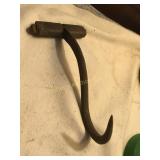 Vintage iron hay hook w/wood handle, 9.5"
