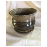 David Waltz pottery planter & saucer, 6x5.5"