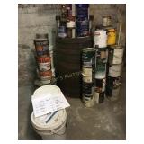 35+ Misc paint-most nearly full cans, barrel not