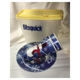 Bisquick container & Melamineware snowmen dishes