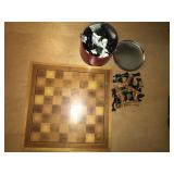Wood chess board w/2 sets of chess pcs.16"x16ï¿½