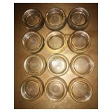 12 Clear glass furniture casters- Hazel atlas,etc.