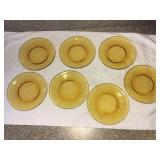 7 Vereco France Amber glass dinner plates 7.5"