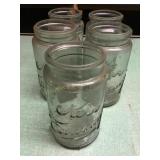 5 Kerr Economy embossed glass canning jars
