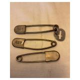 3 Vtg Safety/ laundry pins, # 141 & 429