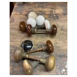 12 Vtg porcelain , brass etc door knobs