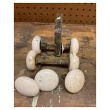 7 Vtg porcelain door knobs/ locks