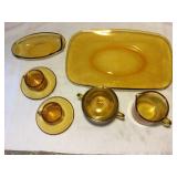 8pc. Vereco  France Amber glass platter