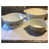3 Corning Ware dishes - largest 4qt