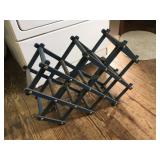 Vintage blue wooden expandable wine rack, 21x16"
