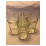 6 raised star glass jelly jars 4" x 2 3/4ï¿½