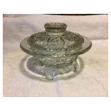 Glass lidded footed candy or butter dish? 6?d x