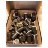 30+ empty 35 mm film canisters w/lids
