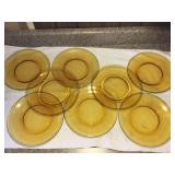 8 Vereco France  Amber glass dinner plates 9" (1