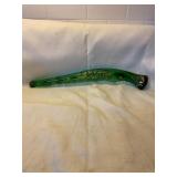 Vtg green glass liquor decanter 1962 flintlock