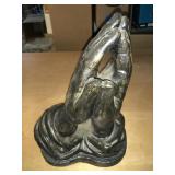 Handmade pottery praying hands by David Waltz 12"h