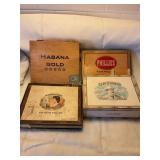 4 cigar boxes, wood & heavy cardboard- Habana