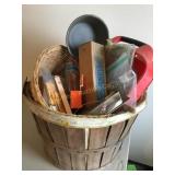 Misc lot- baskets, clothespins, whistle, Thermos