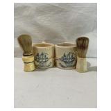 2 Old Spice shaving mugs w/ strong set brush &
