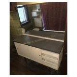 Cabinet w/mirror - one piece,wood slide out